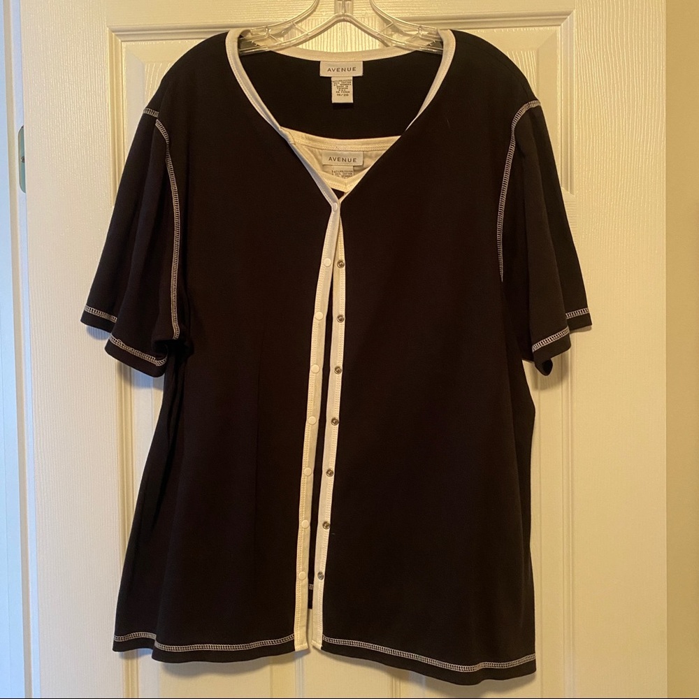 Navy Avenue Blouse Set